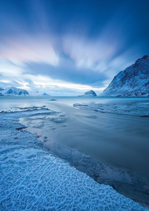 Зимний пейзаж, Лофотены, Норвегия Явление фото превью