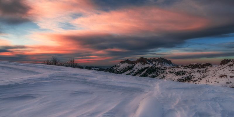 горы , кавказ, февраль, 2015 , тхачи  , закат, перевал , асбестная Февральским вечеромphoto preview