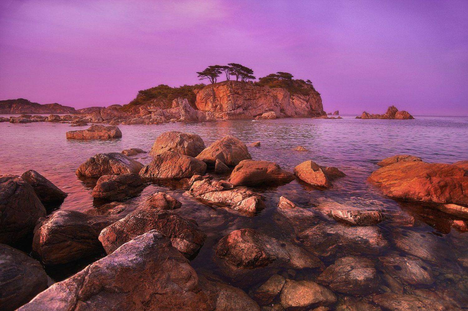 Бухта Орлинка. Полуостров Гамов. Дальний Восток.. Автор: Анна Аникина дальний восток, закат, камни, море, морские ежи, остров, полуостров гамов, японское море, Анна Аникина