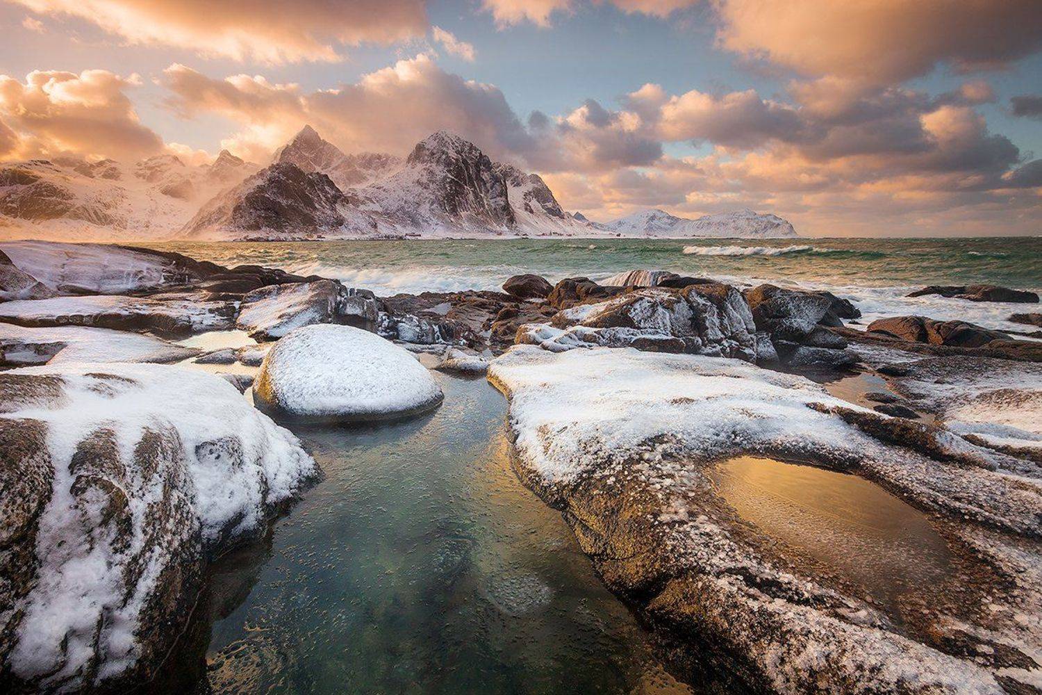 Закат, Зимний пейзаж, Лофотены, Морской пейзаж, Норвегия, Пейзаж, Вадим Балакин