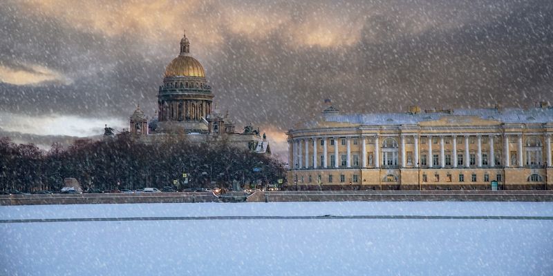 город, архитектура, санкт-петербург, вечер, зима, река Вечерphoto preview