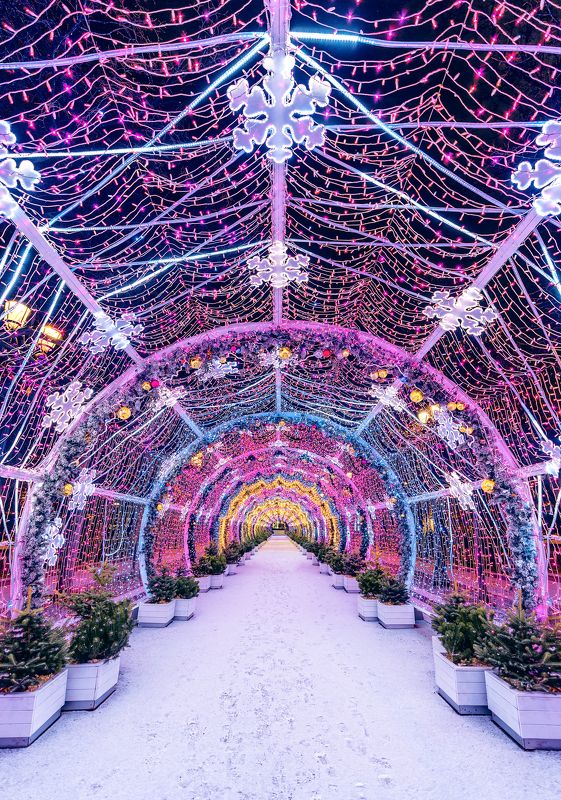 ночь, Москва, зима, winter, Новый год, new year, moscow  Световой тоннельphoto preview
