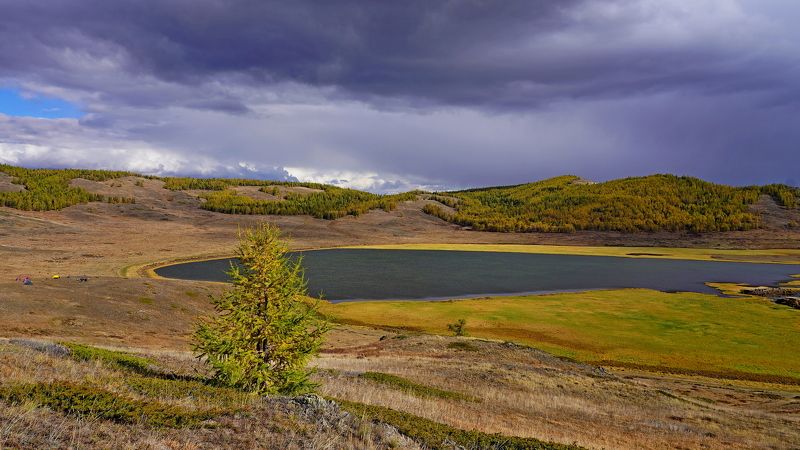 Джангысколь, озеро, пасмурно, тучи, осень, Ештыкёль, Алтай, Россия Джангысколь хмуритсяphoto preview