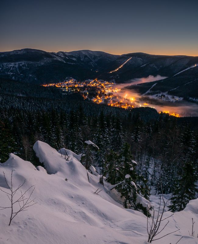 spindleruv mlyn,night,snow,winter,mountains,czech Night in Špindlerův Mlýnphoto preview