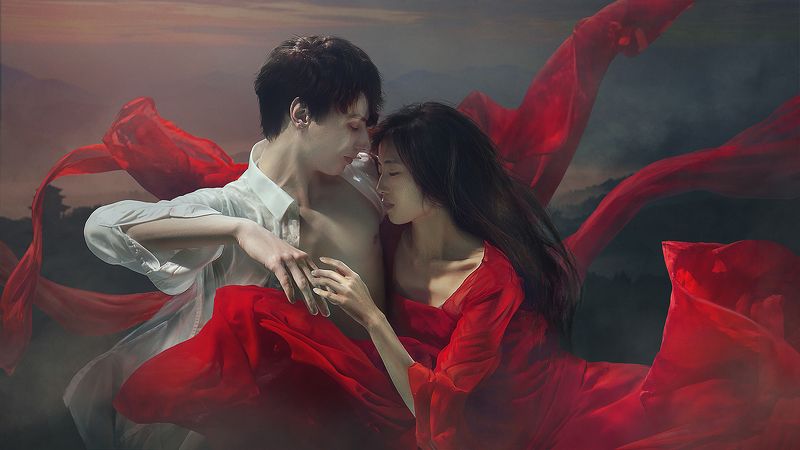 red, woman, fantasy, beauty, underwater, water,  Mulanphoto preview