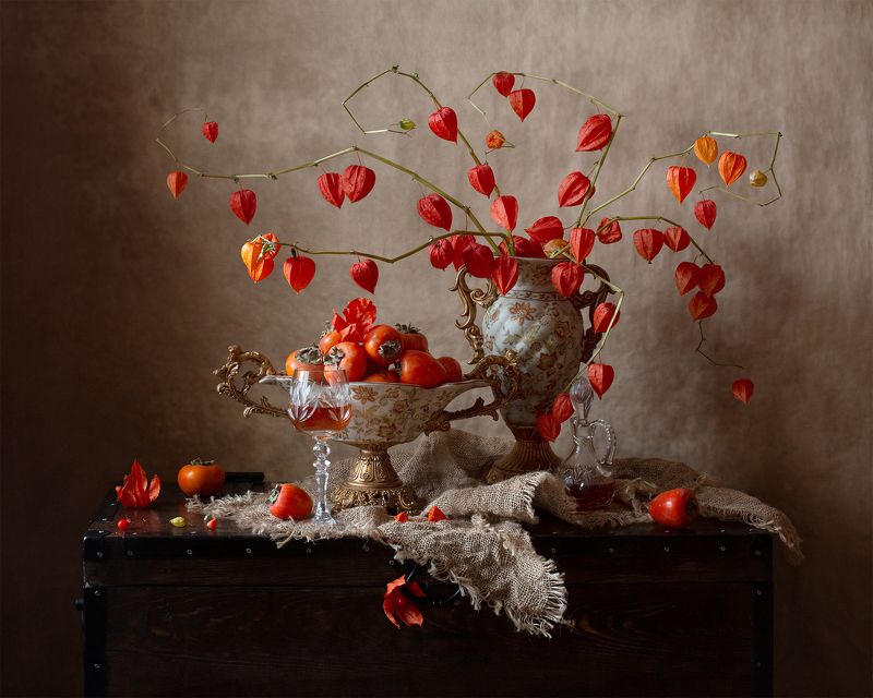 миламиронова, фотонатюрморт, натюрмор, stilllife, физалис, хурма, графин, вино, букет, натюрморсцветами, натюрмортсбукетом Хурма и физалис... фото превью