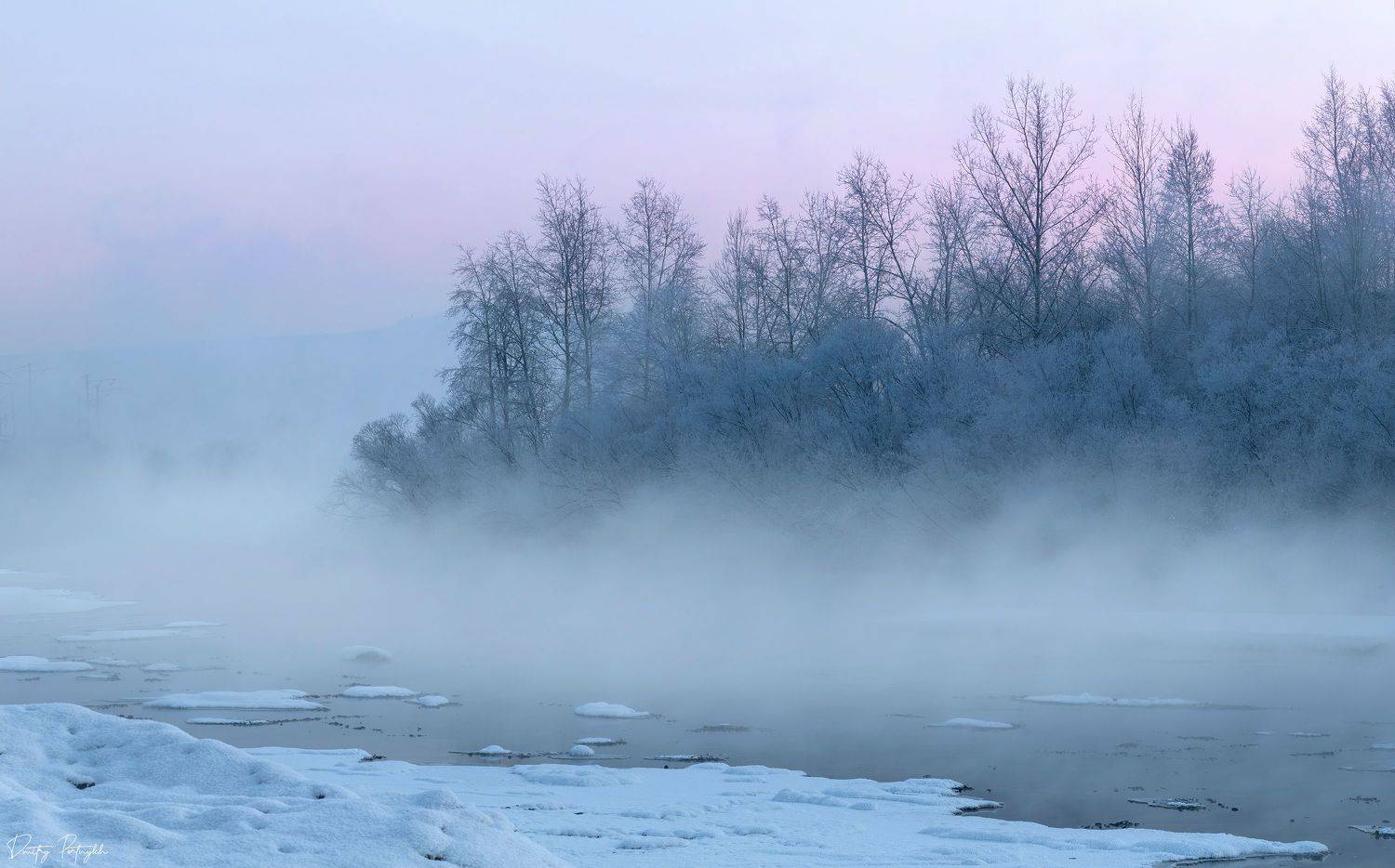 туман, зима, река, мороз, деревья, забайкальский край, чита, забайкалье, Портных Дмитрий