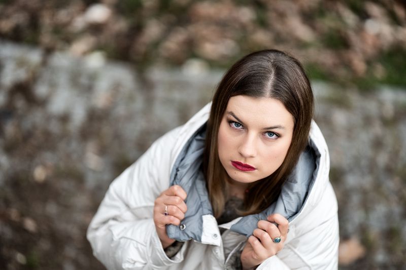 portrait fashion woman girl hood outdoor ...photo preview