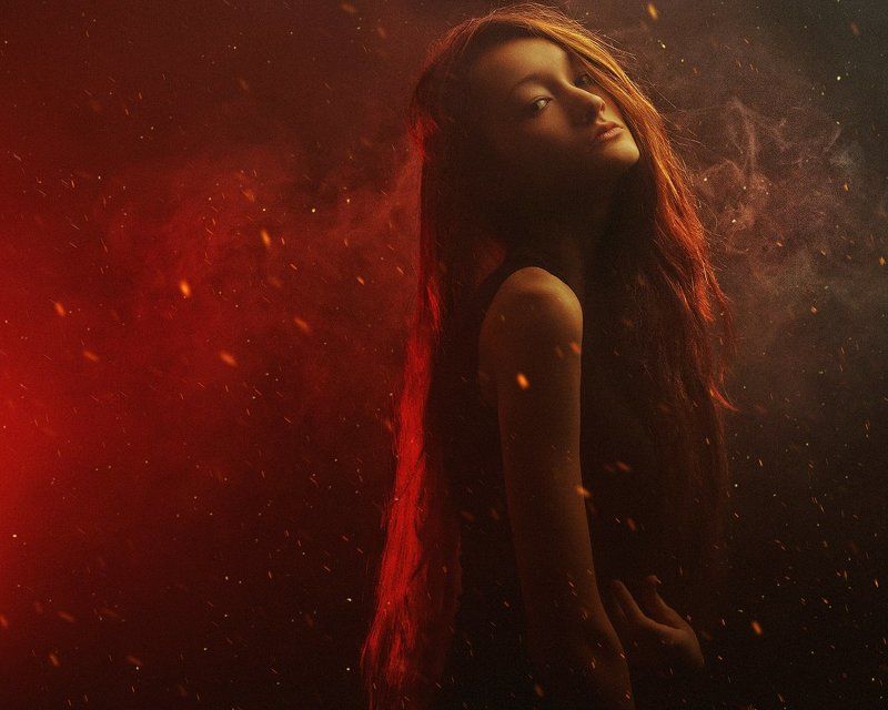 Девушка, Дым, Огонь, Портрет, Фильм, Фото Red.photo preview