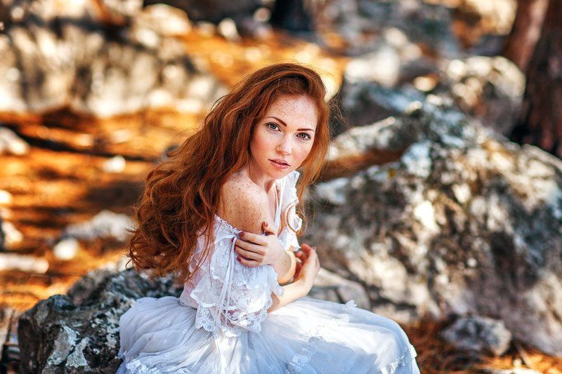 Весна, Веснушки, Волосы, Камни, Портрет, Портрет девушки, Рыжая, Эротика цедра апельсинаphoto preview