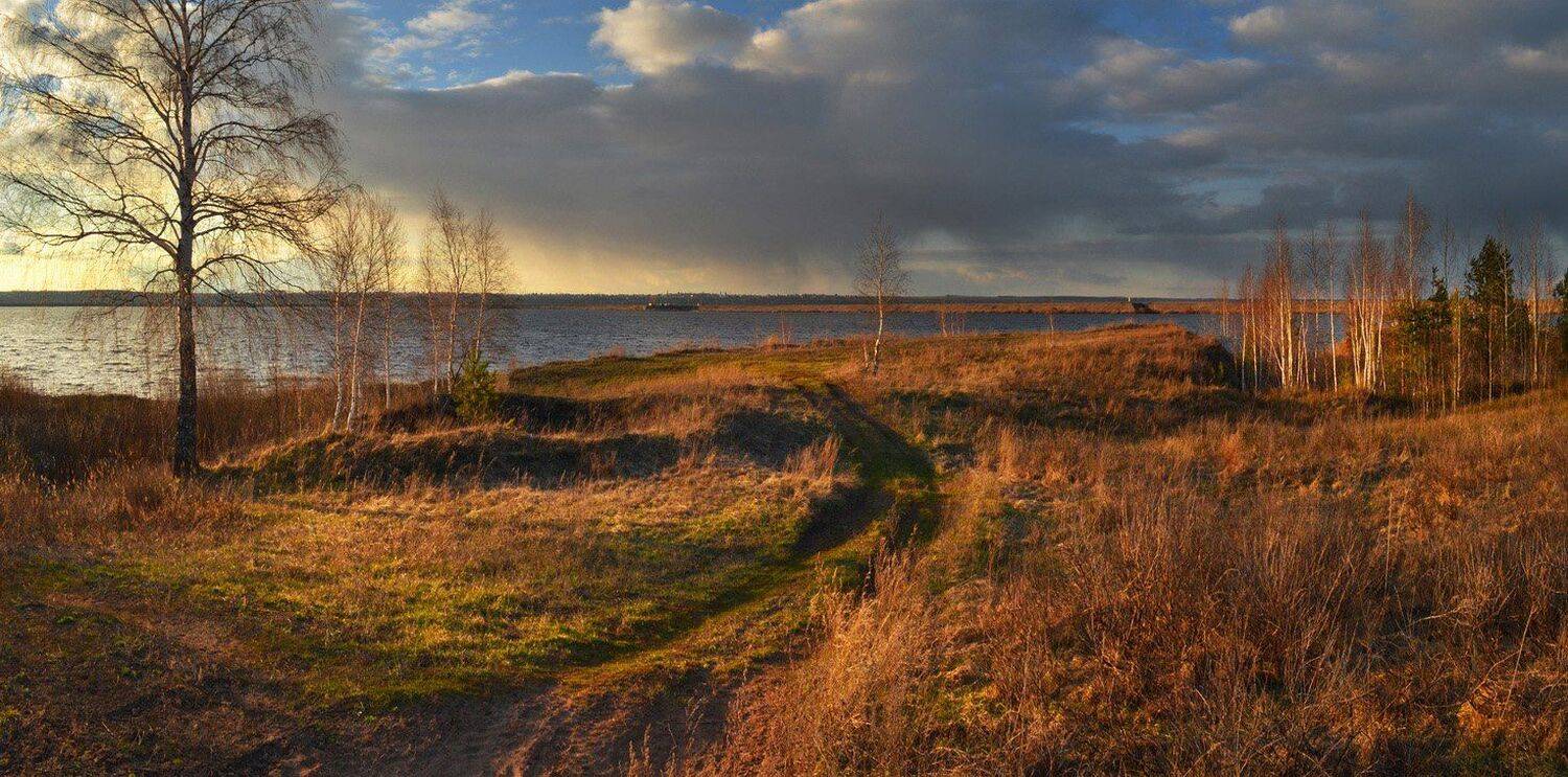 Холодный вечер. Автор: Irina Shapronova берег, весна, ветер, закат, кама, снеговая туча, холодный вечер, Irina Shapronova