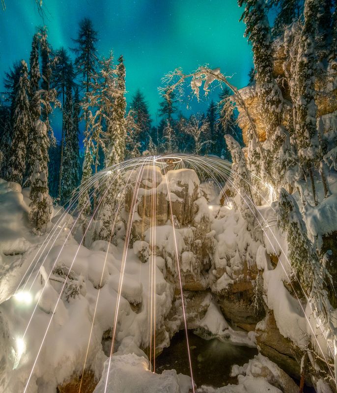 фризлайт, freezlight, ночь, северное сияние, аврора, карст, пинега, архангельская область, север звездные косыphoto preview