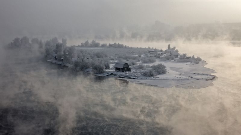 ангара, иркутск, туман, зима, мороз, иней Над Ангаройphoto preview