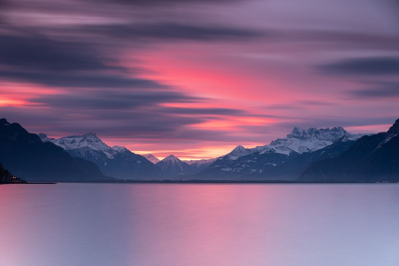 léman; long exposure; mountains; sunrise; lake; landscape; switzerland; vevey Long exposure on Lémanphoto preview