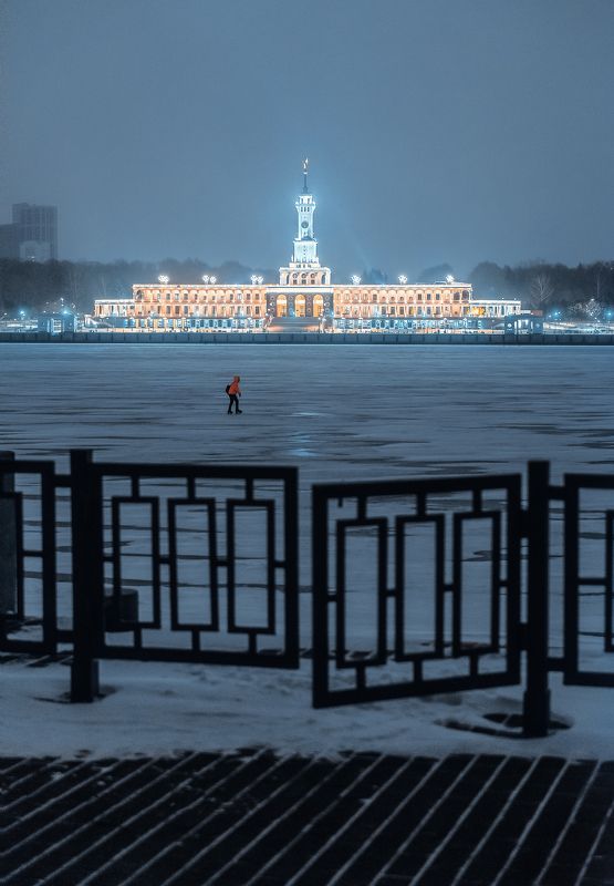 ночь, Москва, зима, winter, Речной Вокзал, канал имени Москвы, Новый год, new year, moscow  Вид на Речной вокзал с парка Северное Тушиноphoto preview