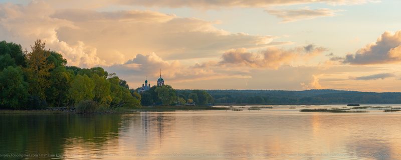 Плещеево, церковь, озеро, закат, вечер, evening, Переславль-Залесский, Pereslavl-Zalessky, lake, sunset, panorama, панорама, chirch, reflection, отражение Закат на Плещеевом озере.photo preview