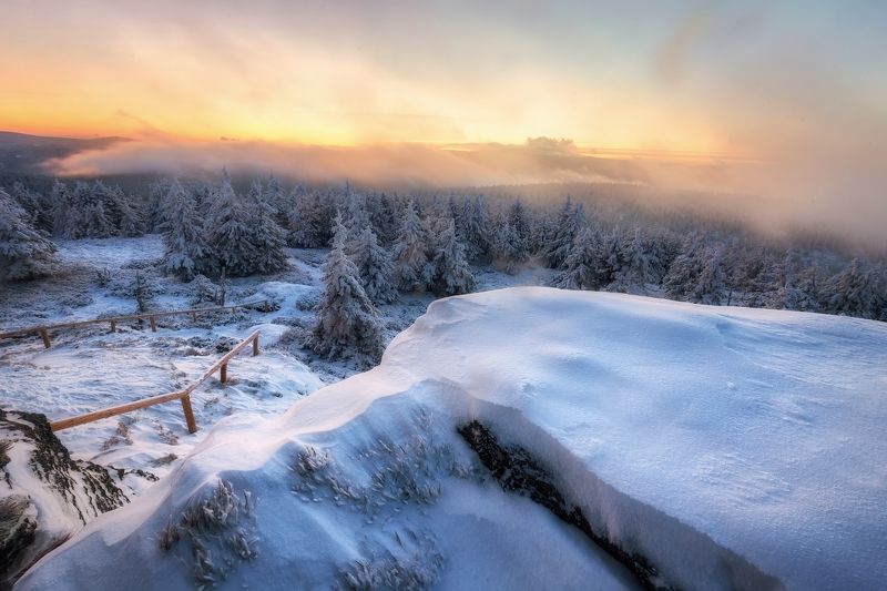 snow, landscape, winter, sun, morning Winter in Jeseníkyphoto preview
