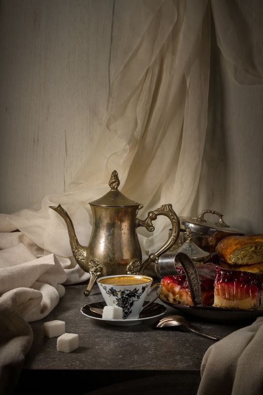 кофе, пироги, ретро, винтаж, голландский, натюрморт, сахар, кофейник, сахарница Кофе для бюргера...photo preview