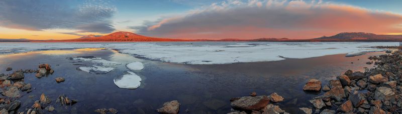 Весна, Восход, Горы, Зюраткуль, Озеро, Панорама, Пейзаж, Природа, Путешествие, Урал, Утро, Южный урал Майское утроphoto preview