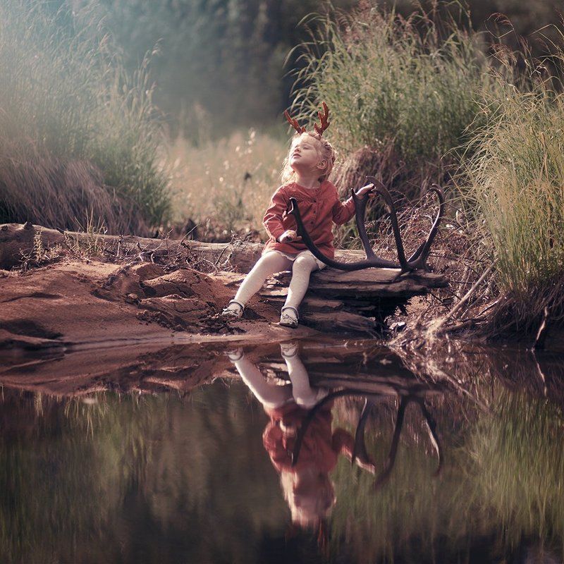 Forest, Girl, Lake, Sun, Sunset fawnphoto preview