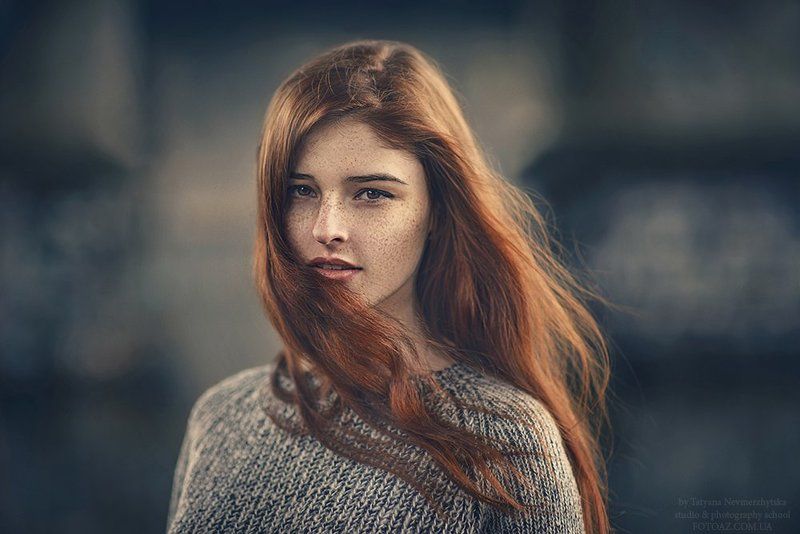 Веснушки, Ветер, Портрет, Рыжие волосы ***photo preview