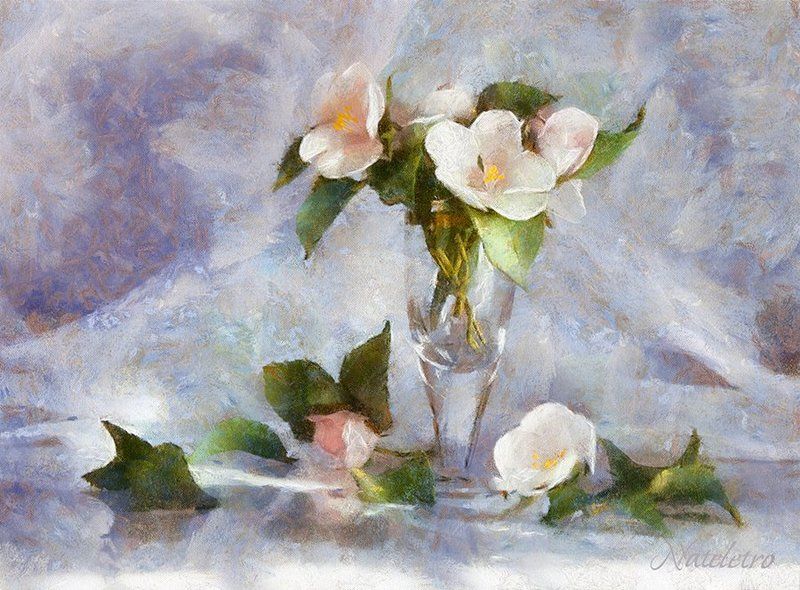 весна, живопись, имитация, листья, натюрморт, ручная работа, фоамиран, цветы, яблоня Яблоневый цветphoto preview