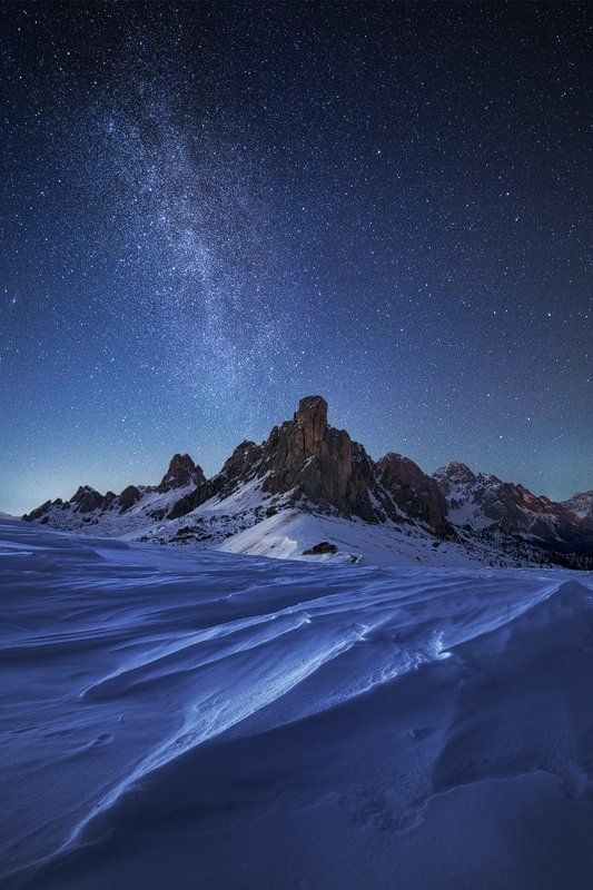 Alps, Cold, Dolomites, Dolomiti, Italia, Italy, Milky way, Mountains, Night, Nightscape, Peaks, Sky, Snow, Stars, Winter Night in the Dolomitesphoto preview