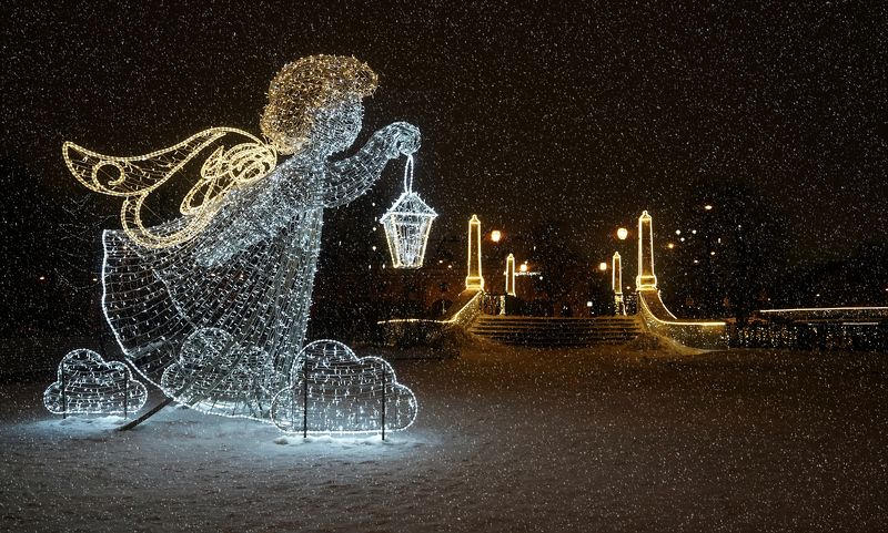 christmas, holiday, fairy tale, angel, city, magic, winter, night, miracles Счастливого Рождества! Merry Christmas! фото превью