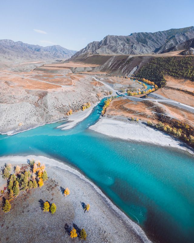 алтай, катунь, altai, dji, пейзаж Слияние рек Чуя и Катуньphoto preview
