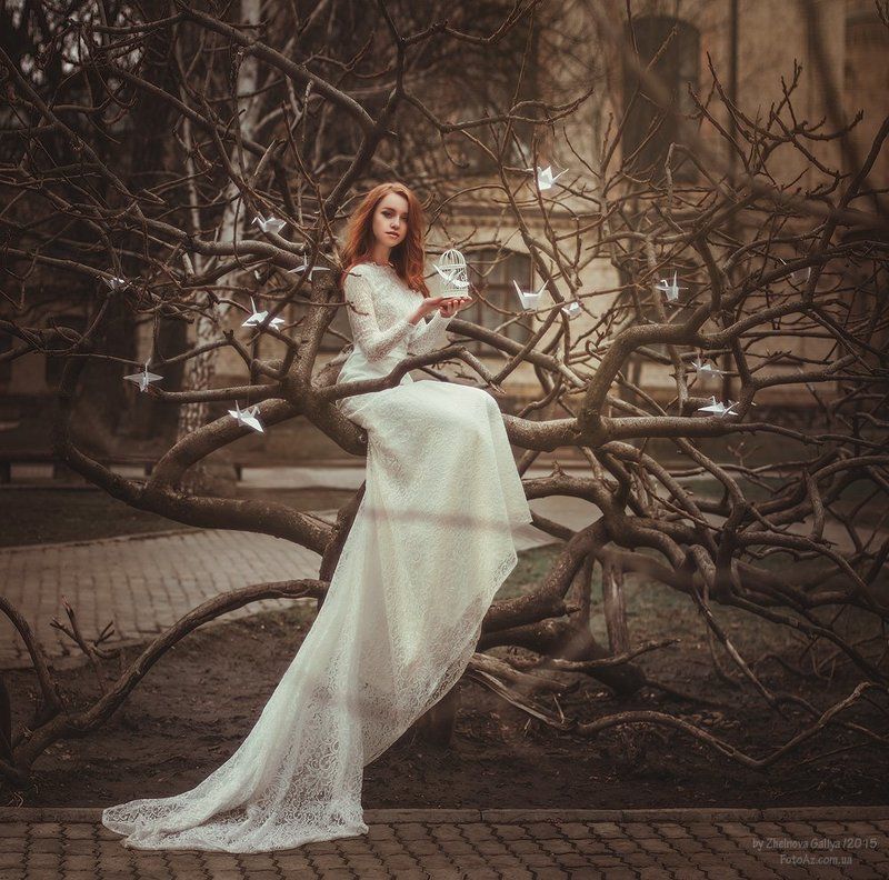 Девушка, Дерево, Оригами, Портрет ...photo preview