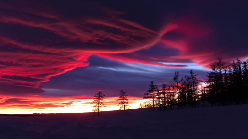 Фактурные облака во время закатаphoto preview