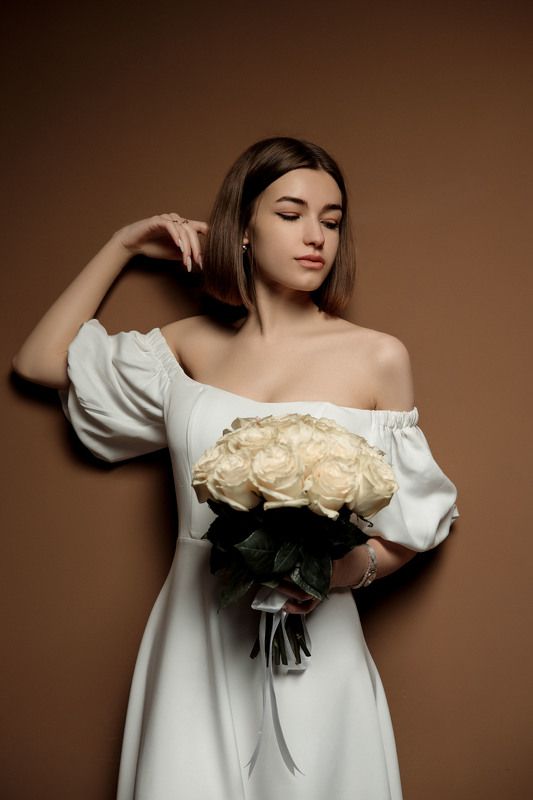 девушка, модель, портрет, фотосессия, студия, гламур, girl, model, modeling, portrait, make-up, творческий портрет, женский портрет, woman, young woman, glamour, постановка, постановочная фотография, fashion, невеста, свадьба, bride, wedding Невеста Елизаветаphoto preview