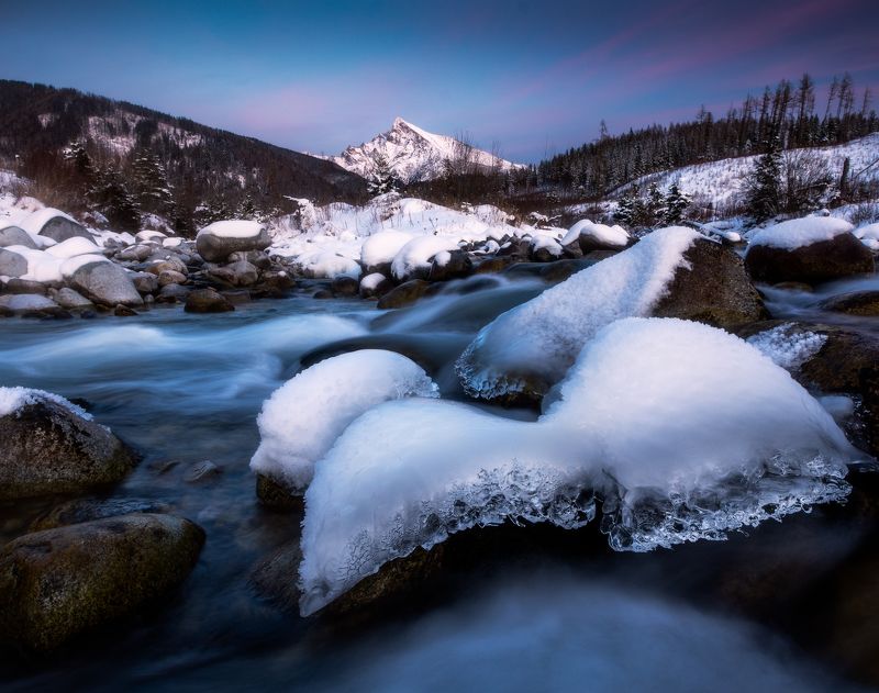 mountains, sunset, waves, slovakia, tatras, nature, spring, summer, poland Winer riverphoto preview