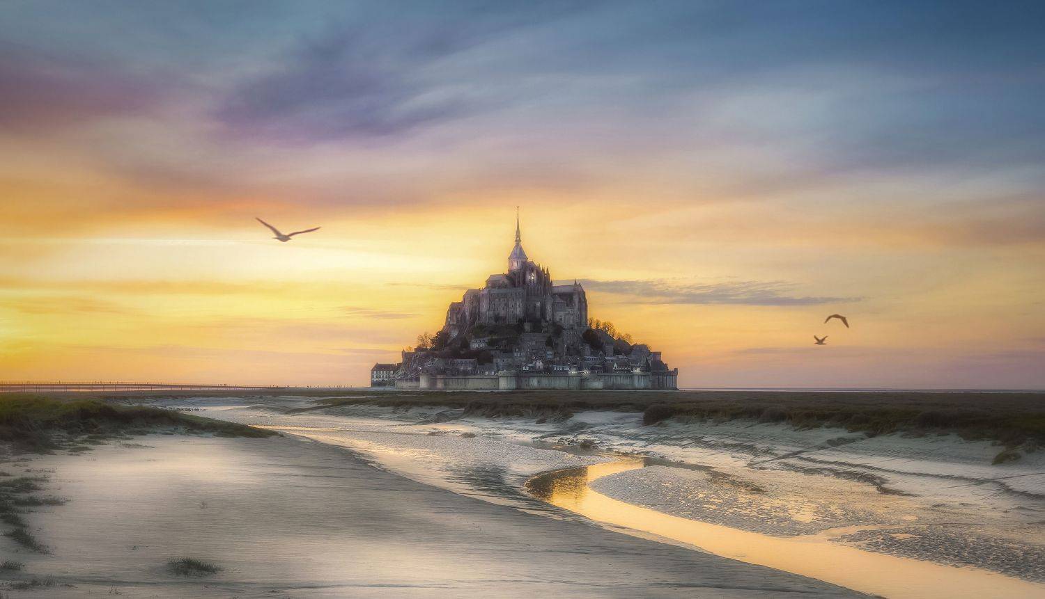 нормандия. мон-сан-мишель, вечер, mont-saint-michel, Андрей Чабров