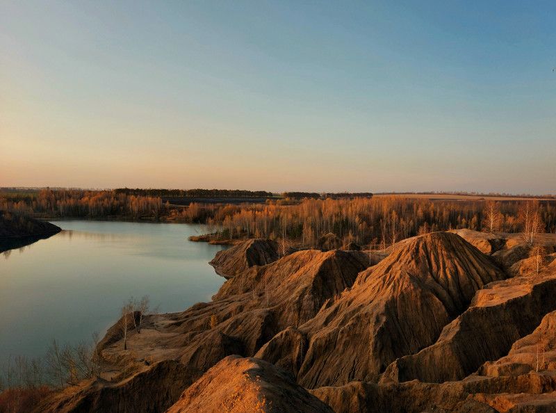 осень, рассвет, террикон, карьер, озеро Осенним утром на карьерах.photo preview