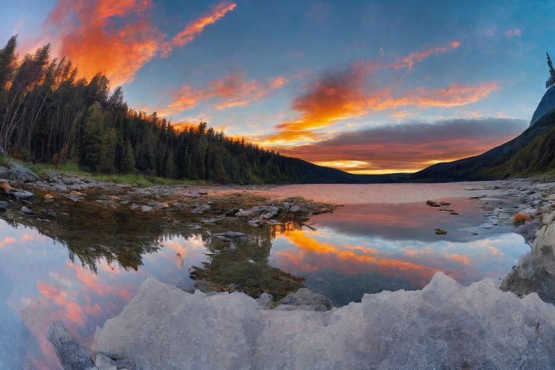 пейзаж, природа, река, озеро, снег, весна, зима, закат, красивое небо Преждевременная оттепельphoto preview