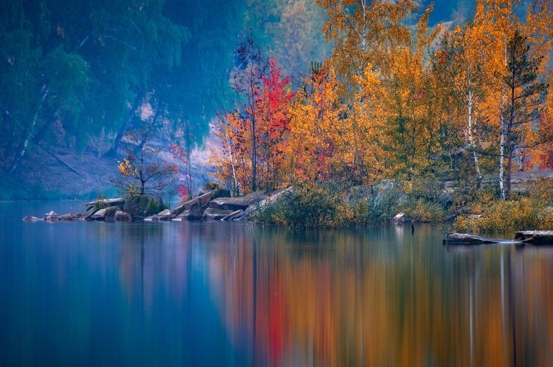 подмосковье,осень,пейзаж,отражение,россиия,туман Осенняя  акварельphoto preview