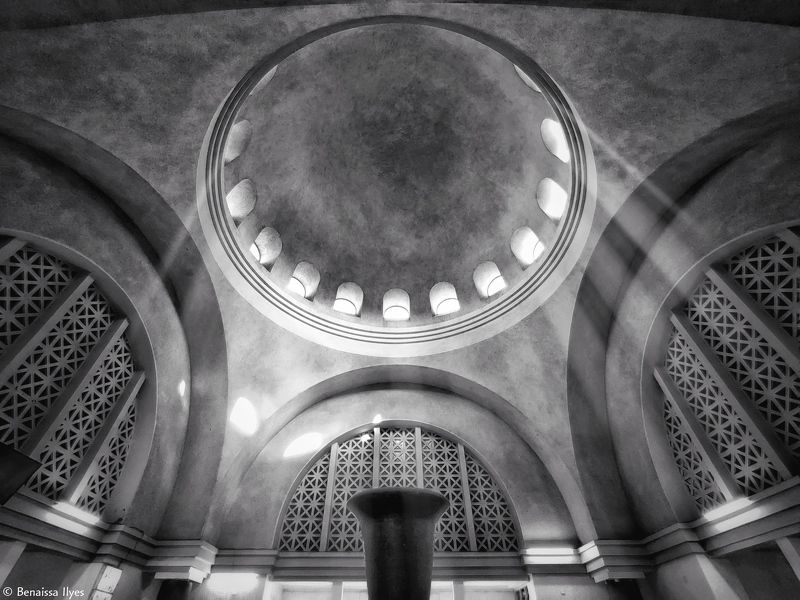 architecture, black and white, bnw, monochrome, windows, building, light, religion, algeria,dome Symmetry domephoto preview