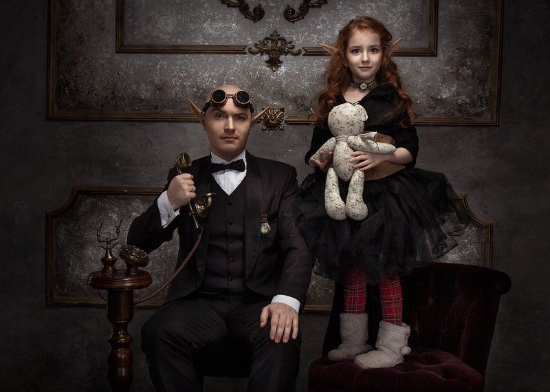 Семья, Стимпанк, Троль clock troll and this dautherphoto preview