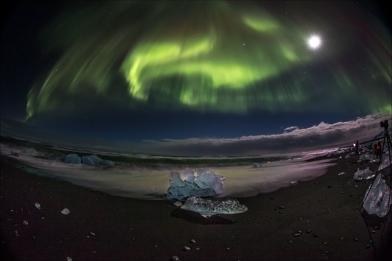aurora, iceberg beach, iceland, jokullsarlon, umbrella northern light AURORA UMBRELLAphoto preview