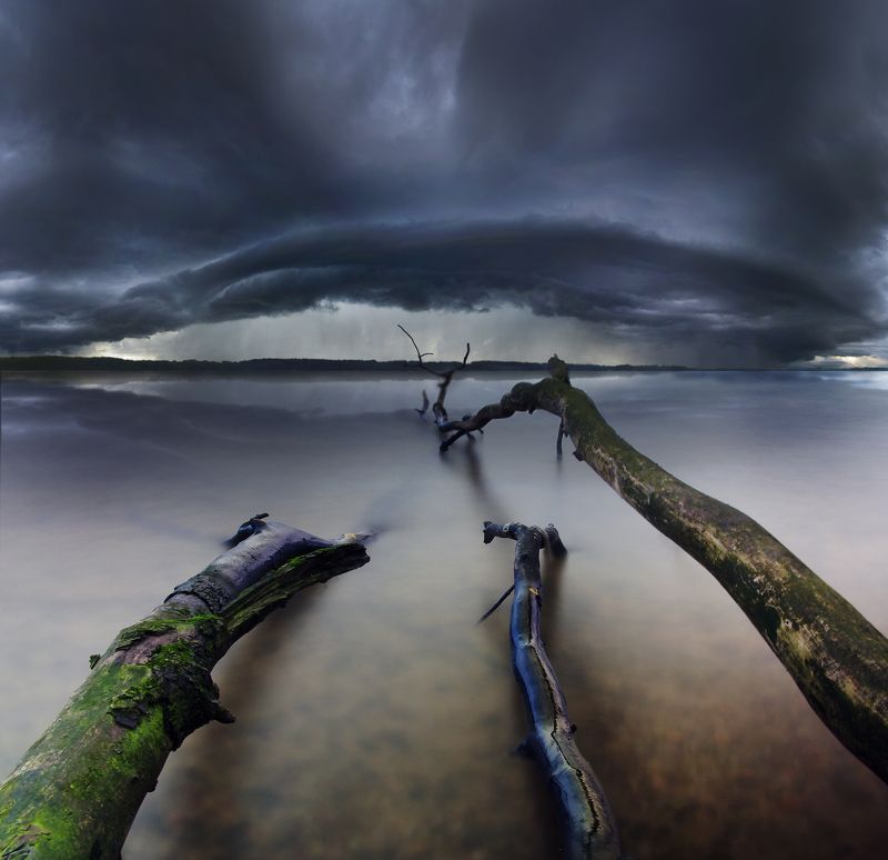 clouds, storm, tree, long exposure, Lithuania *photo preview