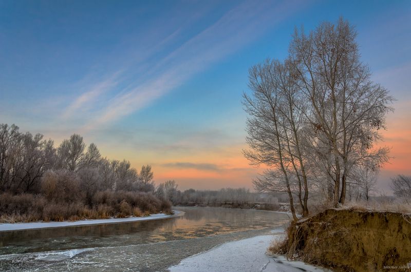 зима, урал, орск, утро, рассвет, оренбургская область Рассвет на реке Уралphoto preview