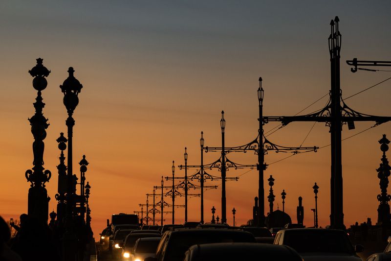 мост город закат фонари петербург dawn city town bridge Танец на закате - Dancephoto preview