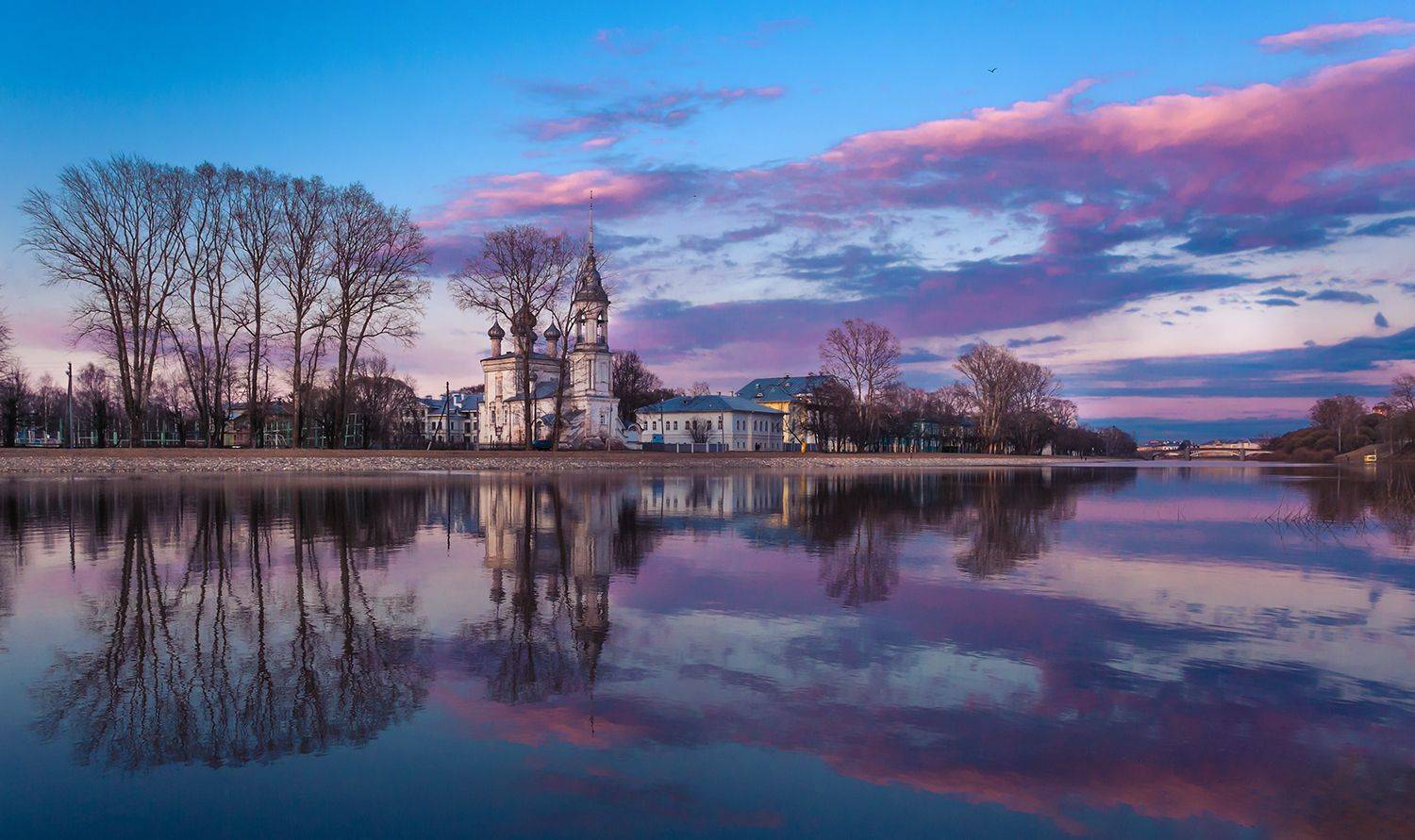 вологда, весна, река, отражение, закат, храм, церковь, Наталия Колтакова