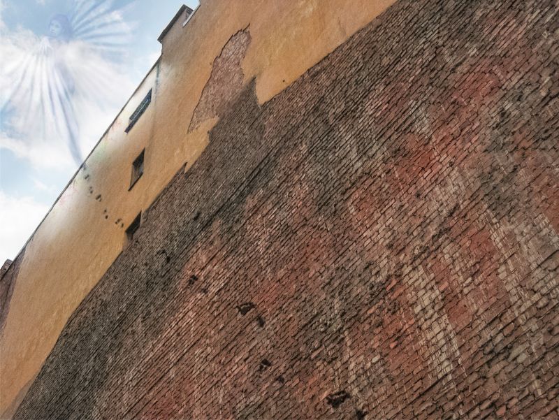 стена, след, крыло, фигура, полет, небо Улетаюphoto preview