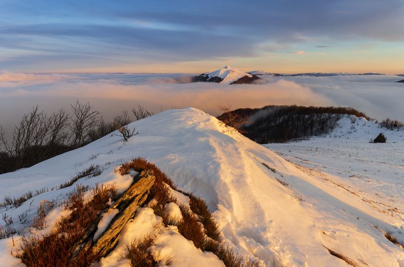 bieszczady, mountains, national, park, sunset, clouds, colors, winter, photo preview