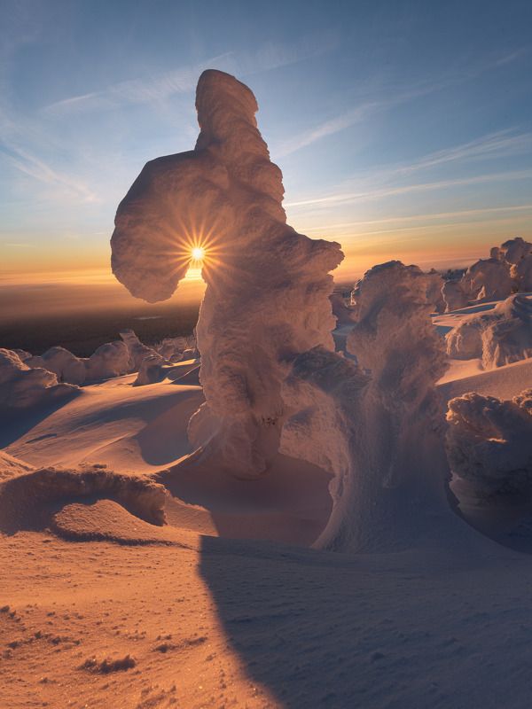пермский, помяненный, урал, россия, рассвет, зима, пейзаж, природа, дерево, фигура Пробуждение снежных чудищphoto preview