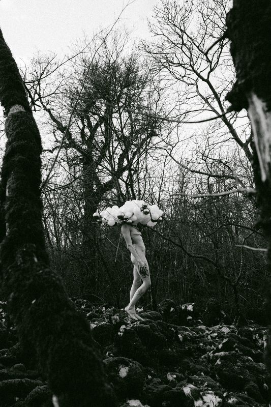 nature,forest,nude,naked,model,dark,bnw,fineart,women,mask,body,erotic, Head in the clouds...photo preview