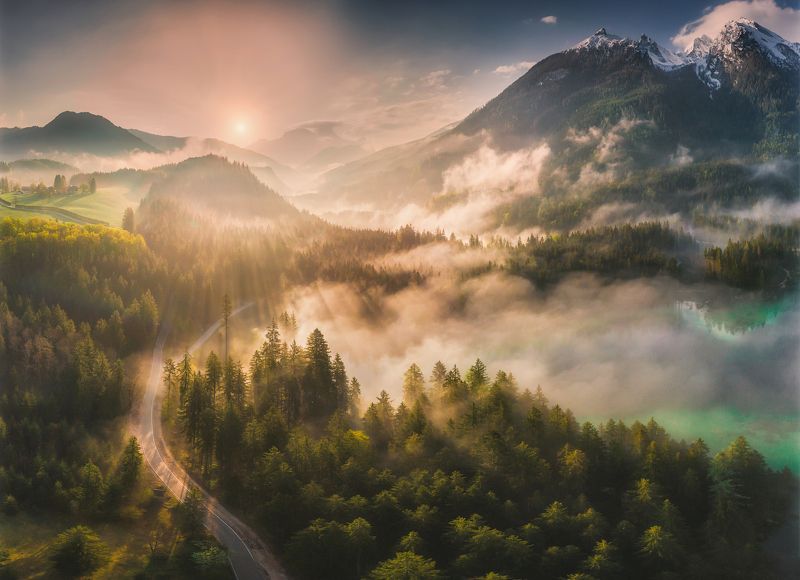 landscape,morning,sunrise,travel,fog,mountains Berchtesgadenphoto preview