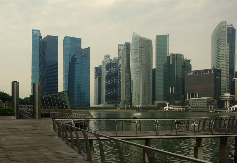 city, bay, architecture, skyscraper, facade, height, embankment, promenade, futurism, concept, future, megapolis Morning in the metropolis фото превью